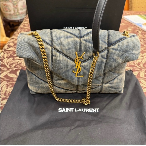 YSL TOY LOU LOU PUFFER IN DENIM - Yves saint laurent - Picture 5 of 11